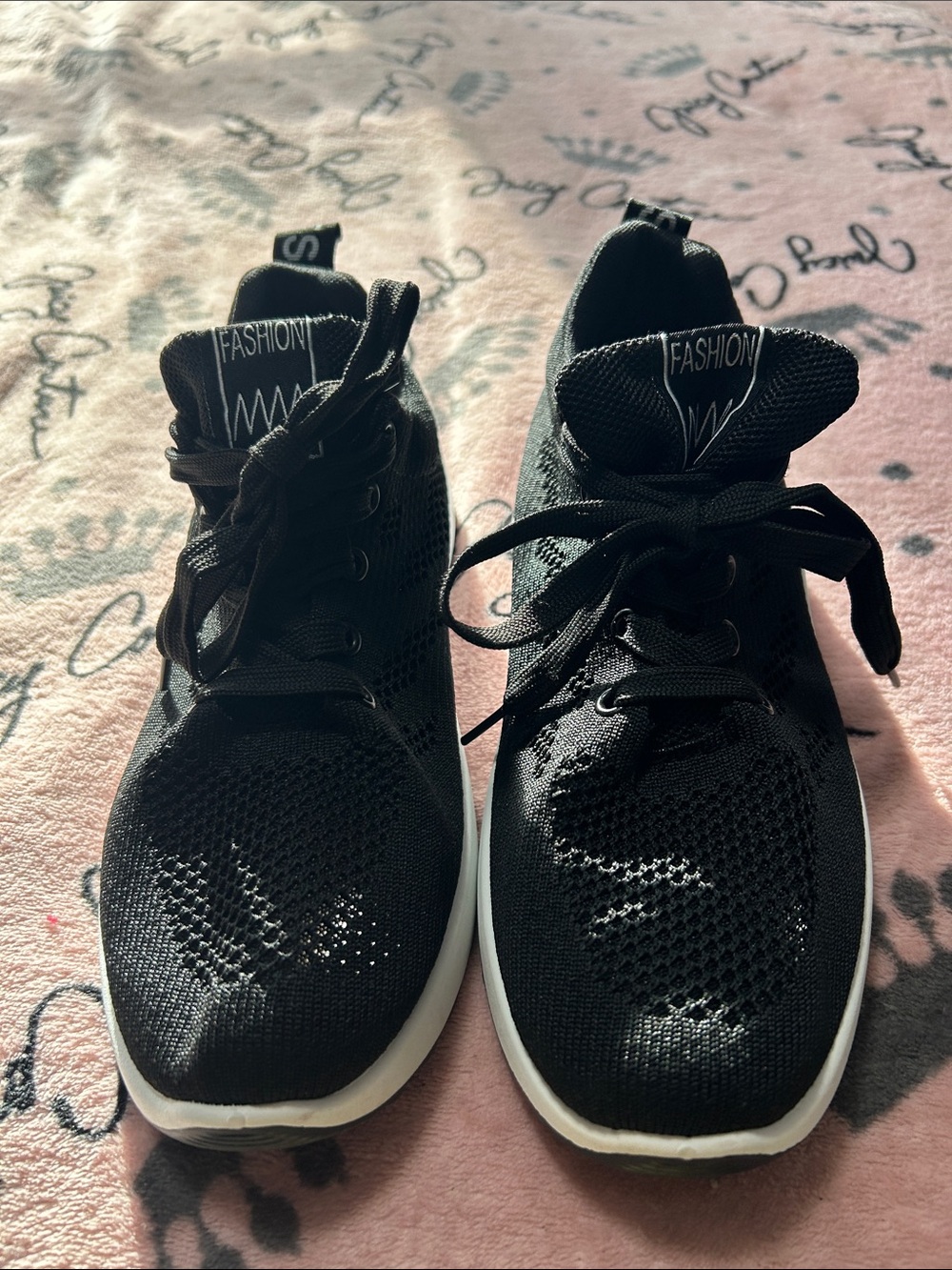 Women's Black Knit Athletic Sneakers -